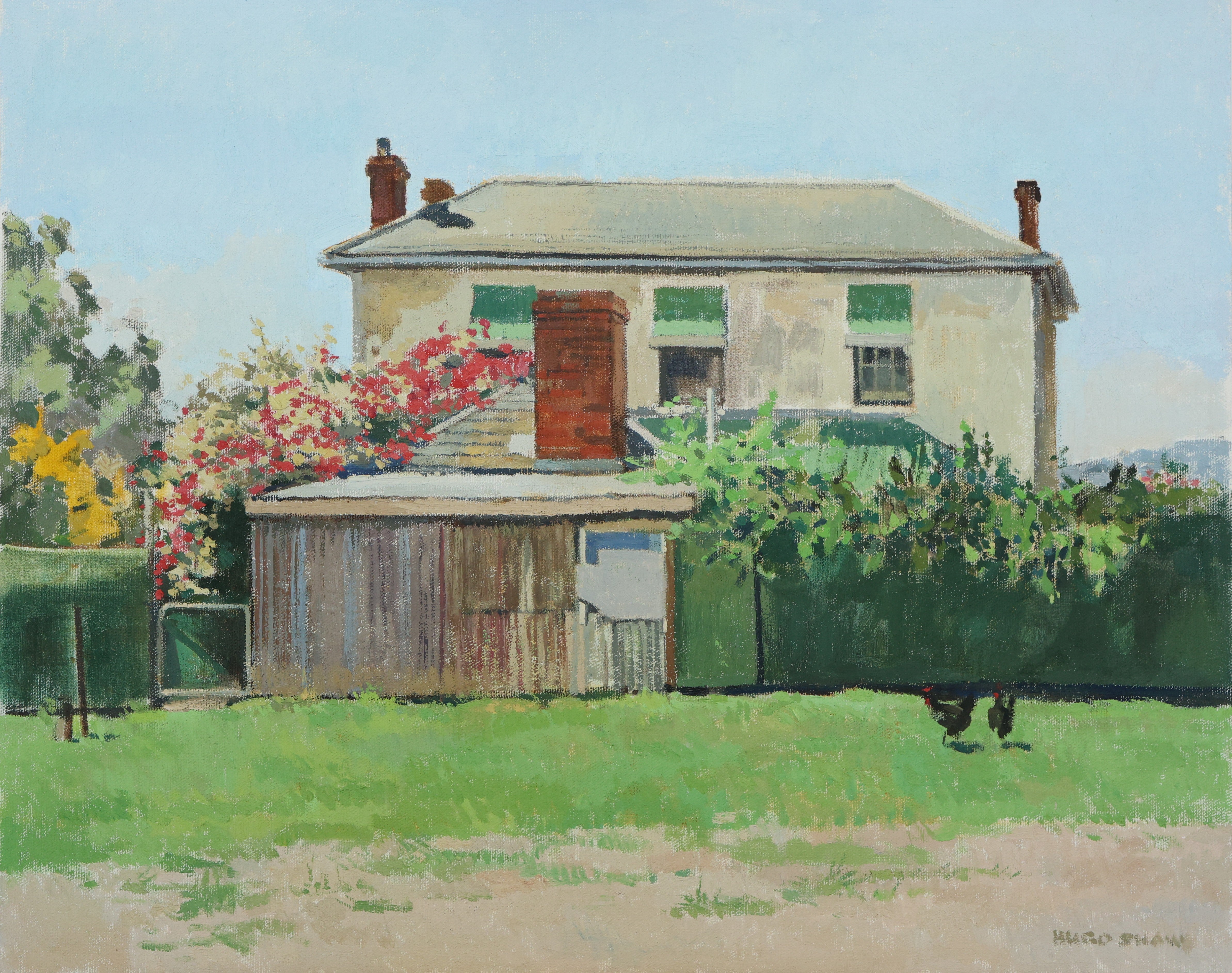 Ingle Burne and two chooks before renovations - 1999